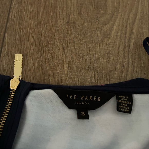 Ted Baker Navy Floral Off-Shoulder Blouse, size 3 like US size 6-8 - Picture 4 of 7